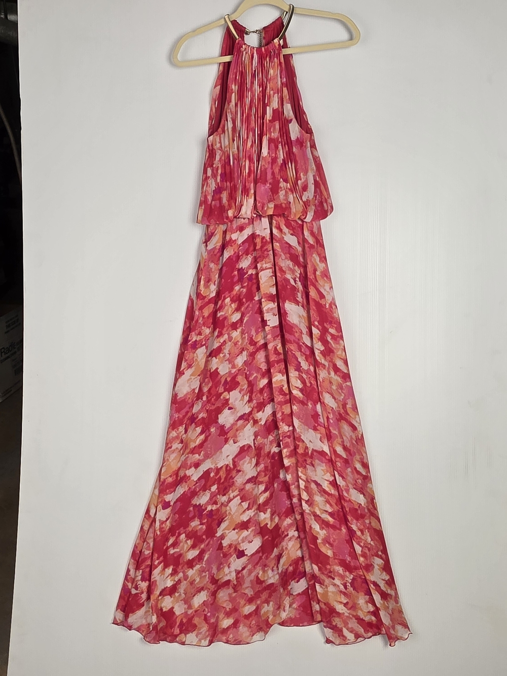 Pink & Coral Halter Maxi Dress